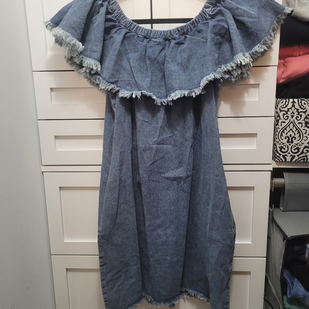 Umgee Blue Off-Shoulder Dress - Picture 2 of 2